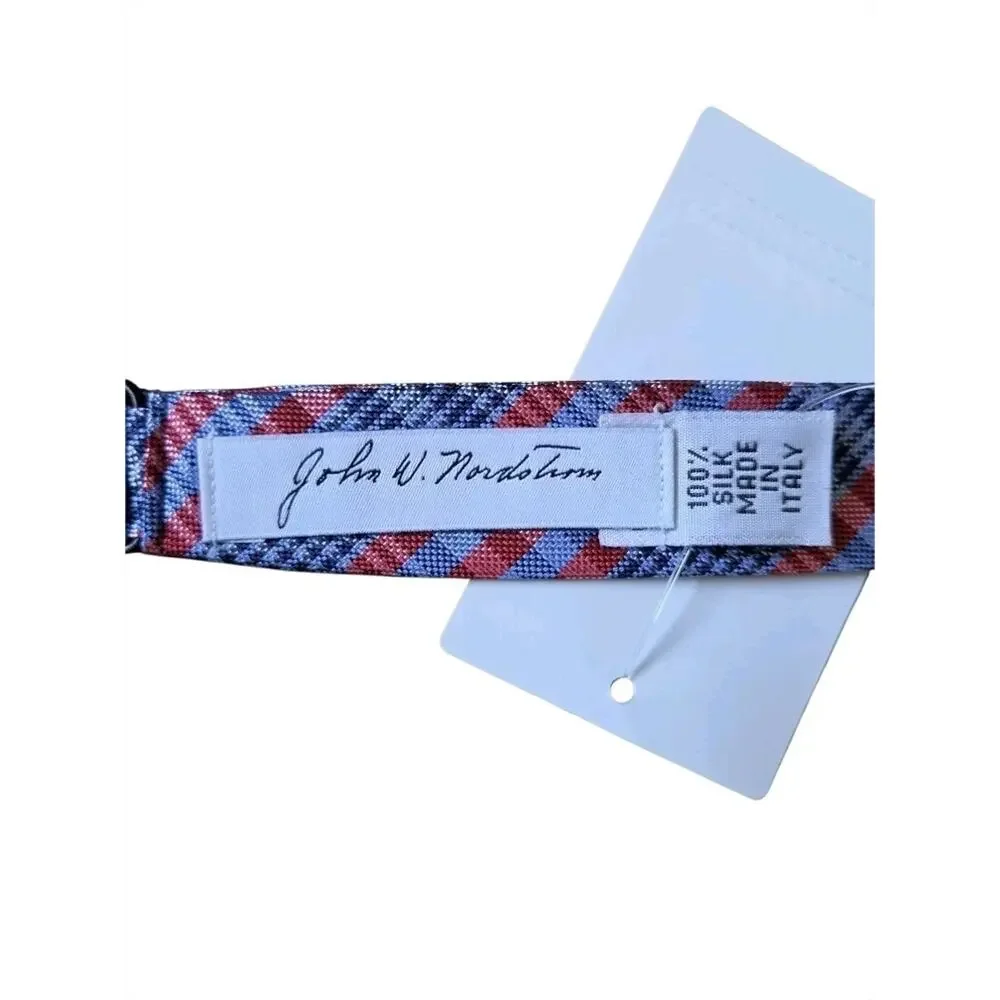 NWT John W. Nordstrom 100% Silk Self Tie Bow Tie Plaid Made In Italy
